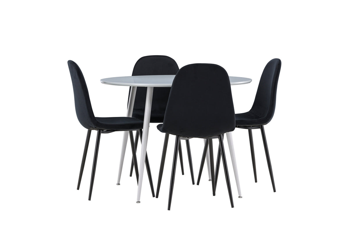Plaza Esstisch mit Polar Stühlen in Schwarz präsentiert im Onlineshop von KAQTU Design AG. Esszimmerset ist von Venture Home