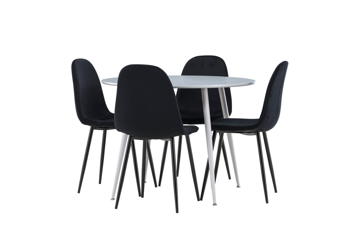 Plaza Esstisch mit Polar Stühlen in Schwarz präsentiert im Onlineshop von KAQTU Design AG. Esszimmerset ist von Venture Home