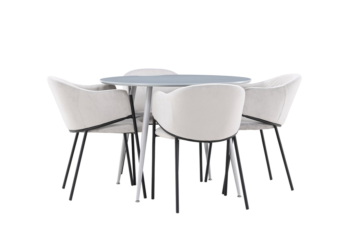 Plaza Esstisch mit Stühlen Evelina in Grau präsentiert im Onlineshop von KAQTU Design AG. Esszimmerset ist von Venture Home