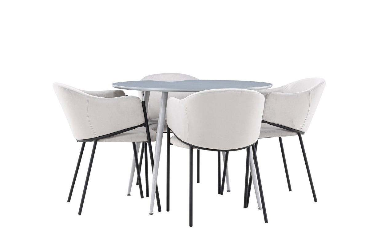 Plaza Esstisch mit Stühlen Evelina in Grau präsentiert im Onlineshop von KAQTU Design AG. Esszimmerset ist von Venture Home