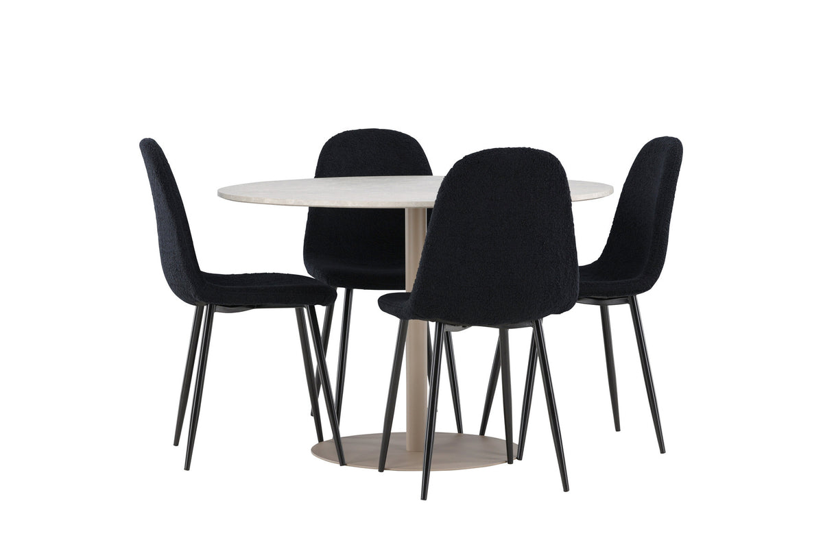 Lycke Esstisch mit Polar Stühlen in Schwarz präsentiert im Onlineshop von KAQTU Design AG. Esszimmerset ist von Venture Home