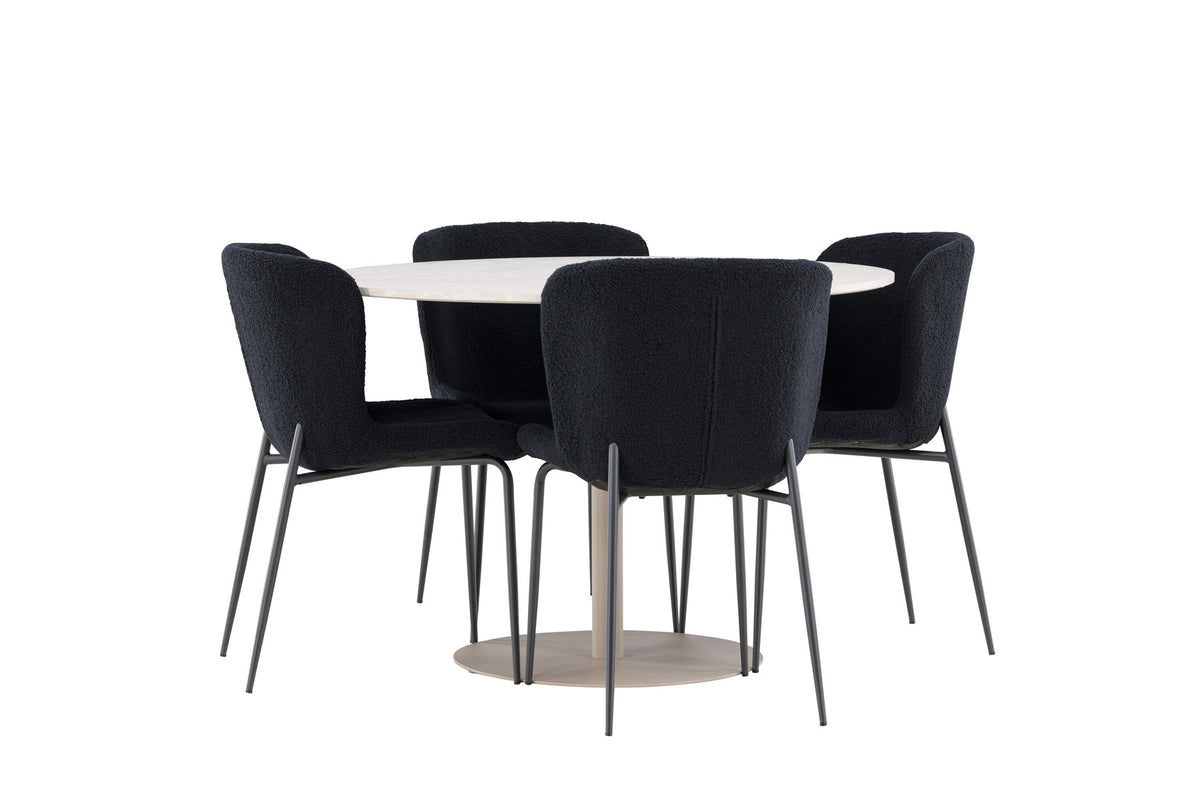 Lycke Esstisch mit Modesto Stühlen in Schwarz präsentiert im Onlineshop von KAQTU Design AG. Esszimmerset ist von Venture Home