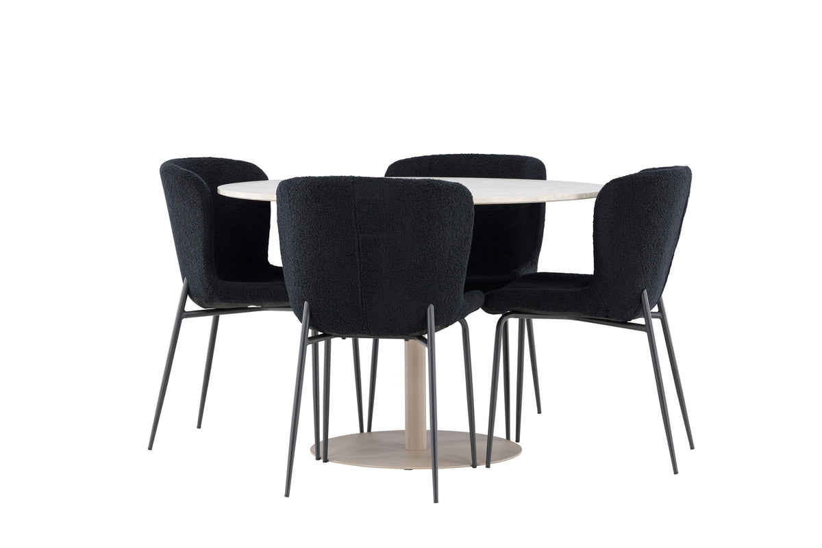 Lycke Esstisch mit Modesto Stühlen in Schwarz präsentiert im Onlineshop von KAQTU Design AG. Esszimmerset ist von Venture Home
