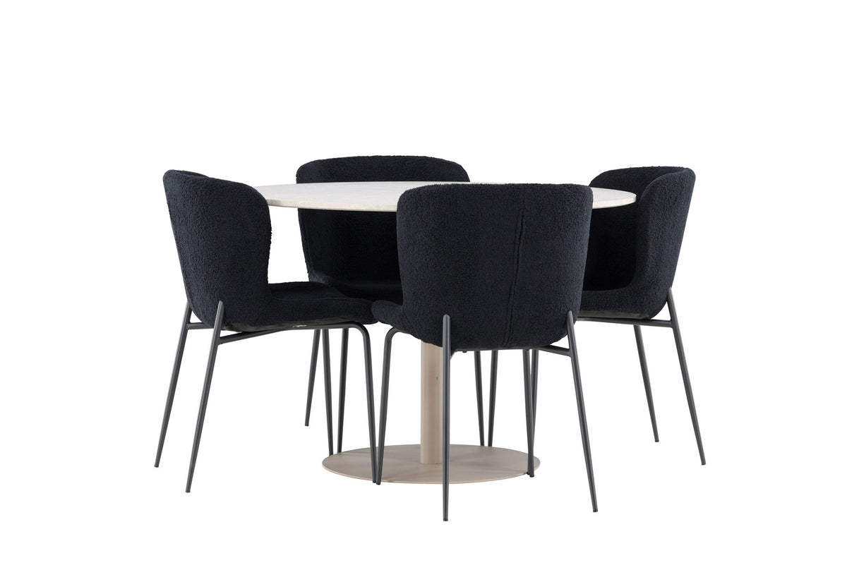 Lycke Esstisch mit Modesto Stühlen in Schwarz präsentiert im Onlineshop von KAQTU Design AG. Esszimmerset ist von Venture Home