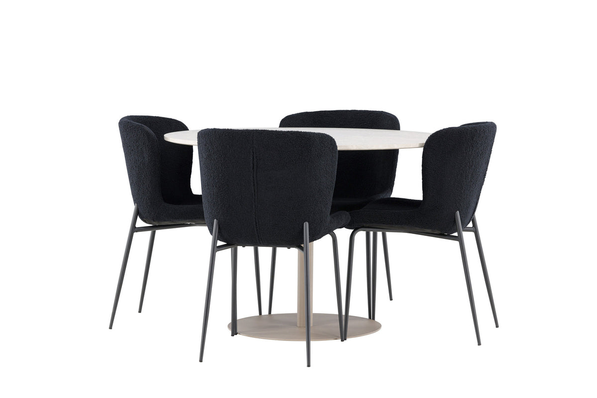Lycke Esstisch mit Modesto Stühlen in Schwarz präsentiert im Onlineshop von KAQTU Design AG. Esszimmerset ist von Venture Home