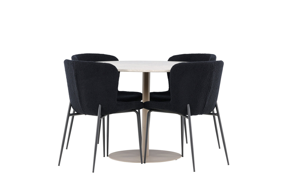 Lycke Esstisch mit Modesto Stühlen in Schwarz präsentiert im Onlineshop von KAQTU Design AG. Esszimmerset ist von Venture Home