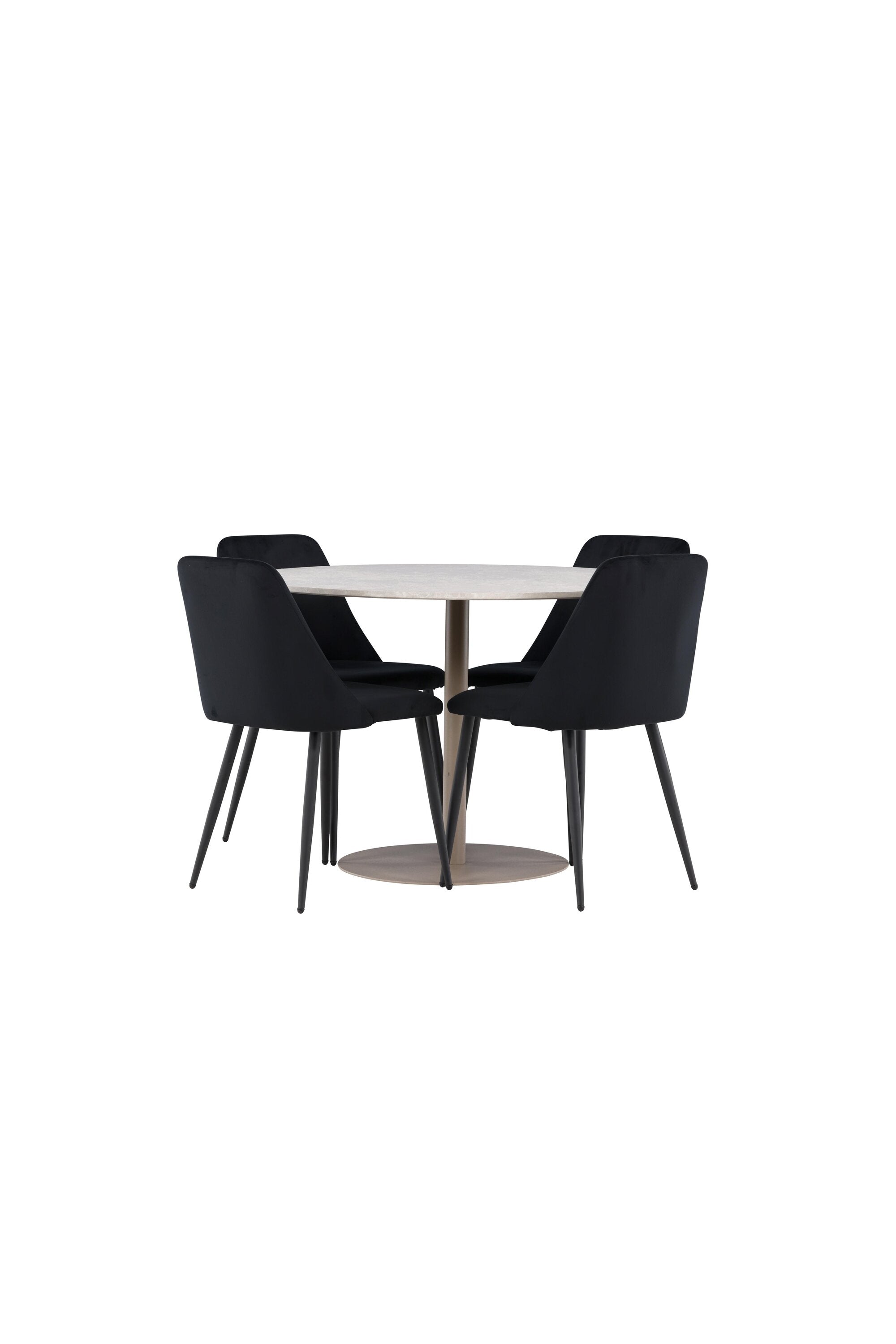 Modernes Esstischset mit dem Lycke Esstisch und den eleganten Night Esszimmerstühlen von Venture Home, perfekt für stilvolle Essbereiche.