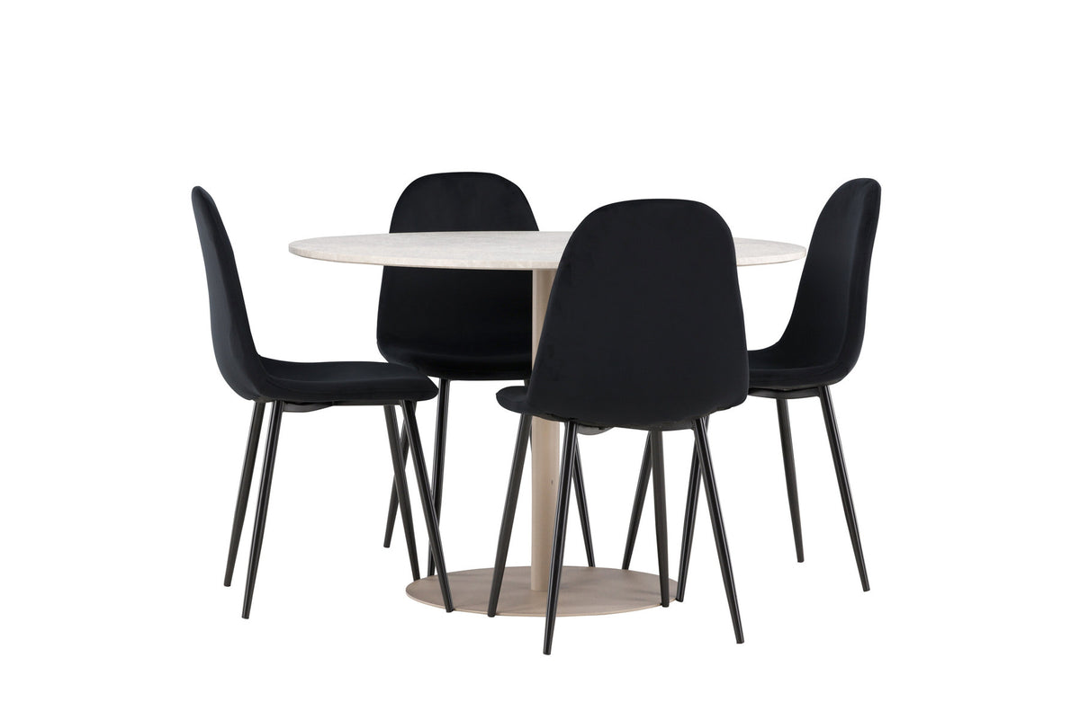 Lycke Esstisch mit Polar Stühlen in Schwarz präsentiert im Onlineshop von KAQTU Design AG. Esszimmerset ist von Venture Home