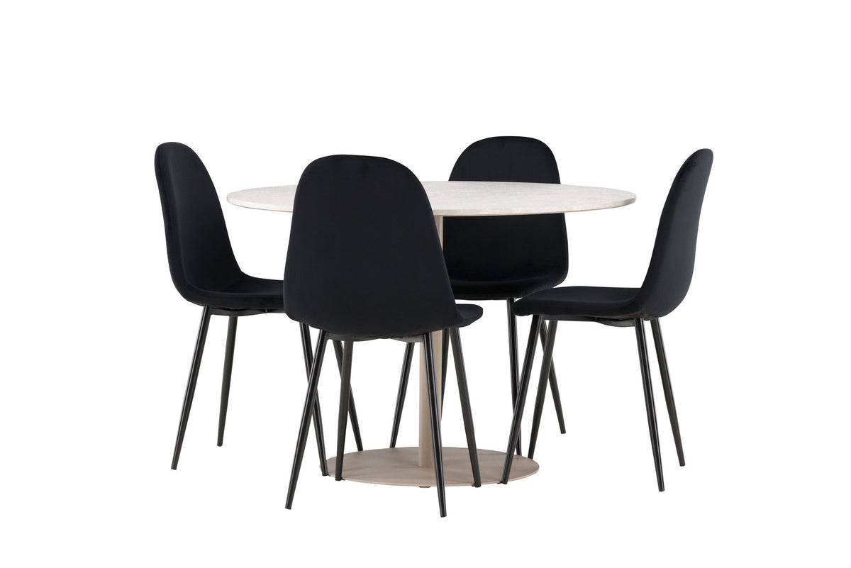 Lycke Esstisch mit Polar Stühlen in Schwarz präsentiert im Onlineshop von KAQTU Design AG. Esszimmerset ist von Venture Home