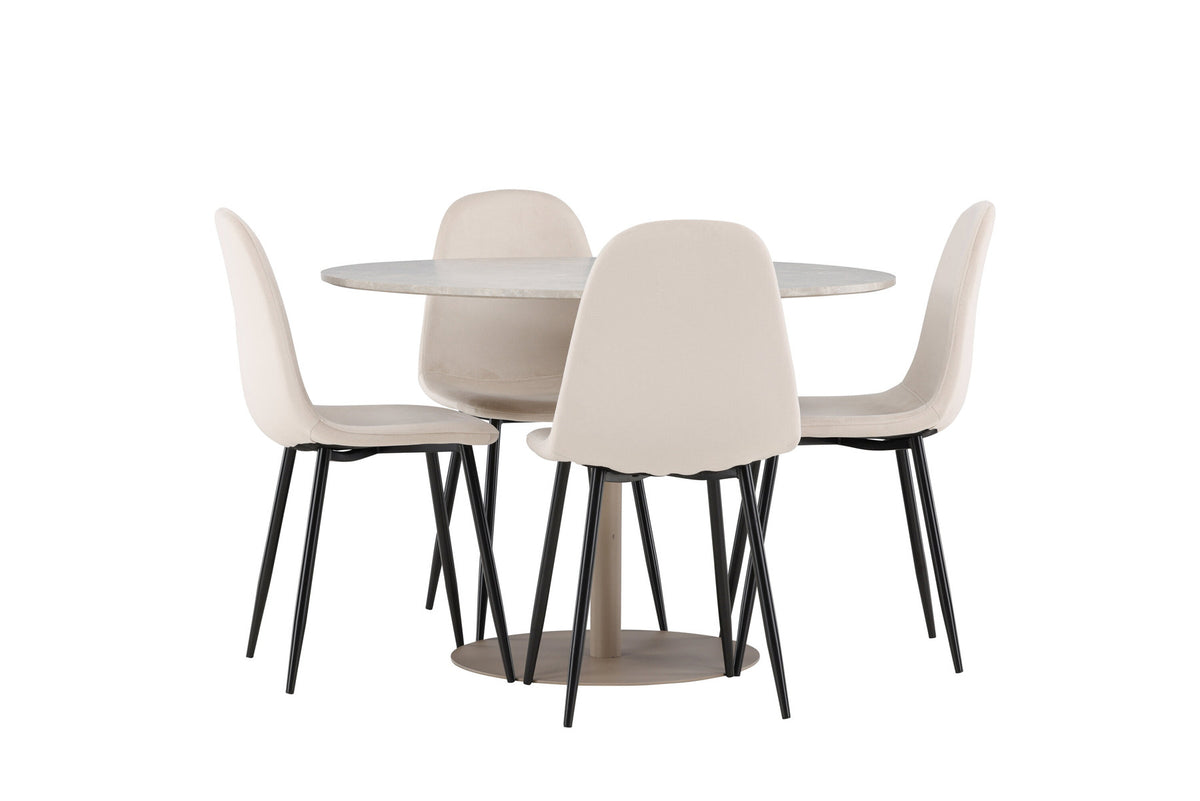 Lycke Esstisch mit Polar Stühlen in Beige präsentiert im Onlineshop von KAQTU Design AG. Esszimmerset ist von Venture Home