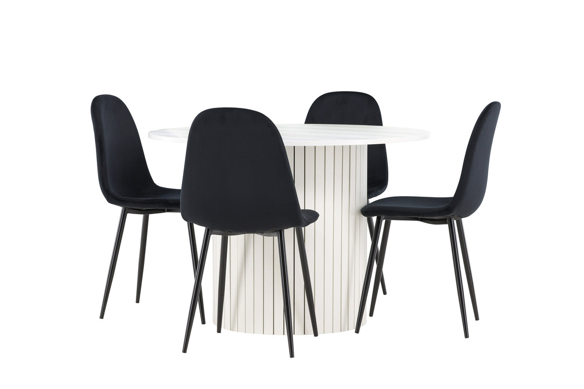 Härön Esstisch mit Polar Stühlen in Schwarz präsentiert im Onlineshop von KAQTU Design AG. Esszimmerset ist von Venture Home