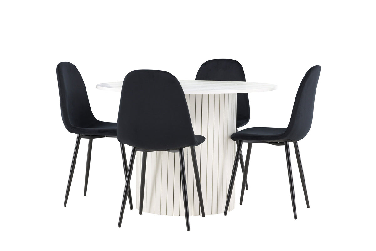 Härön Esstisch mit Polar Stühlen in Schwarz präsentiert im Onlineshop von KAQTU Design AG. Esszimmerset ist von Venture Home