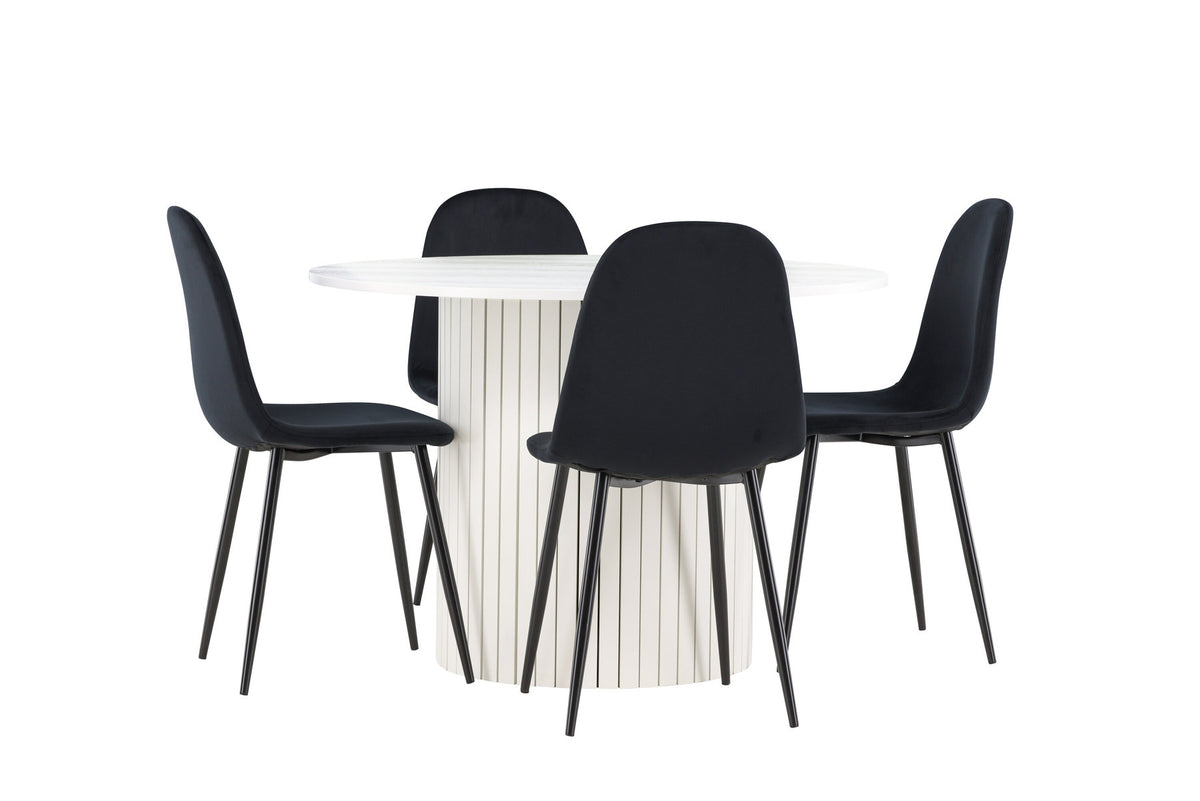 Härön Esstisch mit Polar Stühlen in Schwarz präsentiert im Onlineshop von KAQTU Design AG. Esszimmerset ist von Venture Home