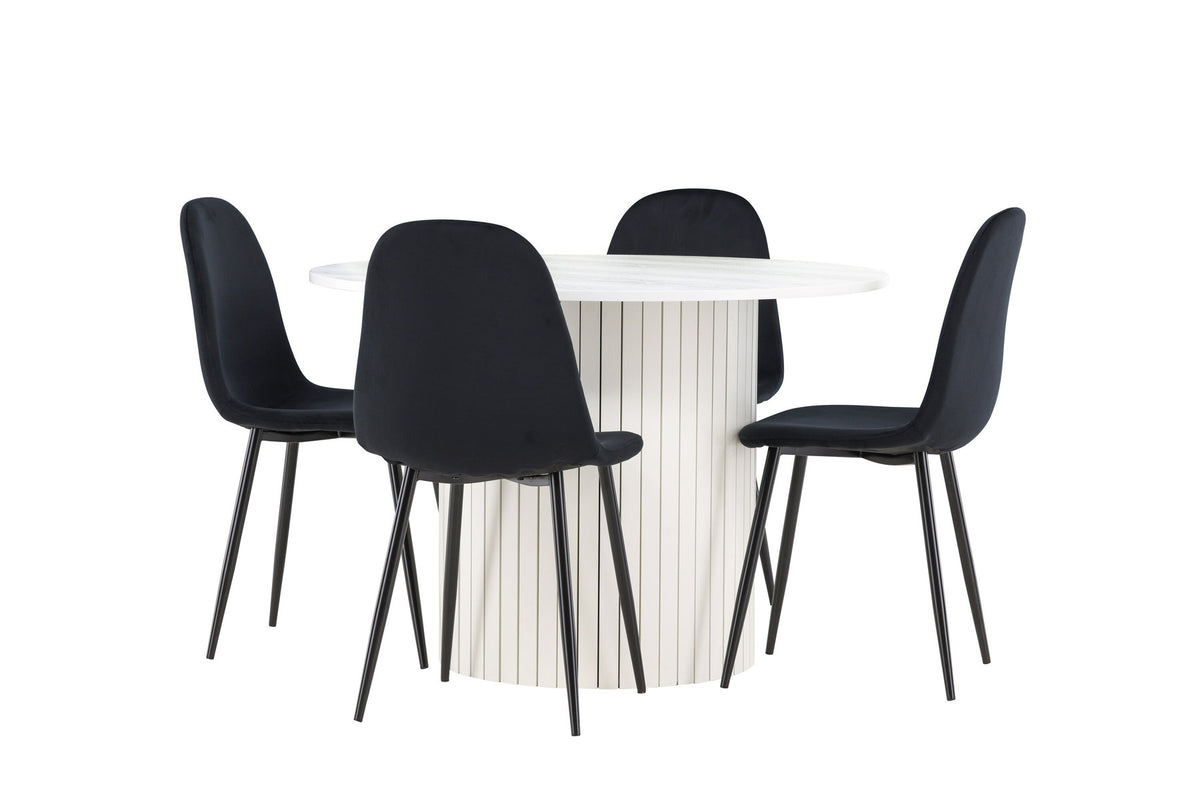 Härön Esstisch mit Polar Stühlen in Schwarz präsentiert im Onlineshop von KAQTU Design AG. Esszimmerset ist von Venture Home