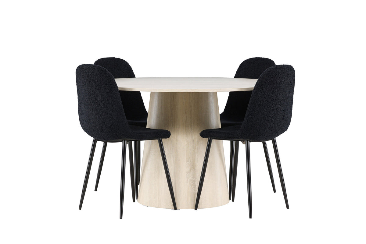 Lanzo Esstisch mit Polar Stühlen in Schwarz präsentiert im Onlineshop von KAQTU Design AG. Esszimmerset ist von Venture Home