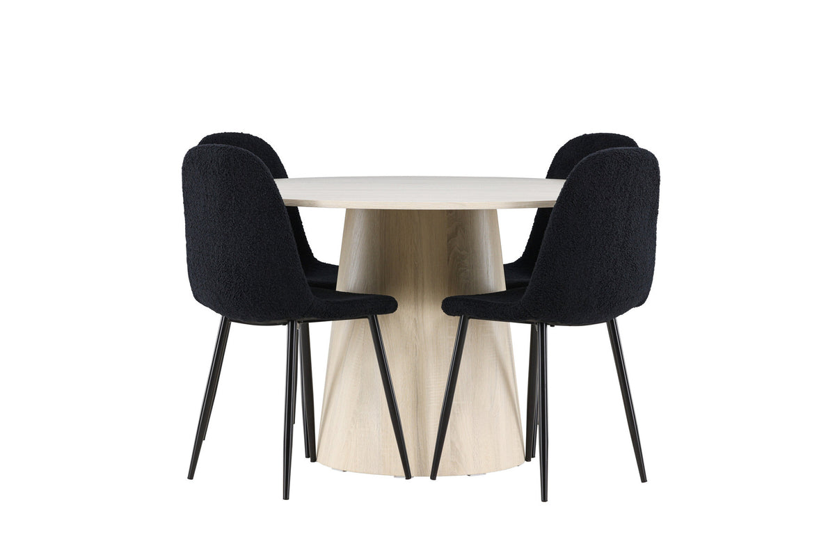 Lanzo Esstisch mit Polar Stühlen in Schwarz präsentiert im Onlineshop von KAQTU Design AG. Esszimmerset ist von Venture Home