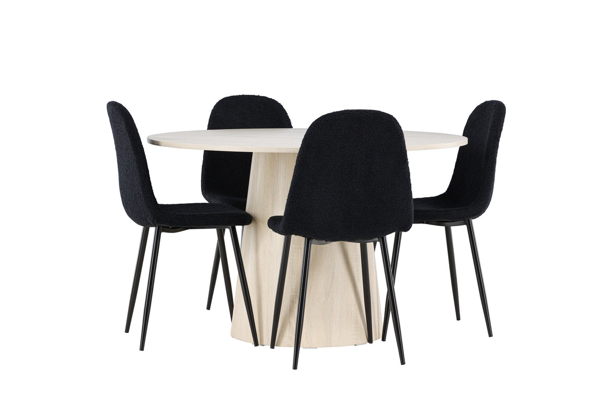 Lanzo Esstisch mit Polar Stühlen in Schwarz präsentiert im Onlineshop von KAQTU Design AG. Esszimmerset ist von Venture Home