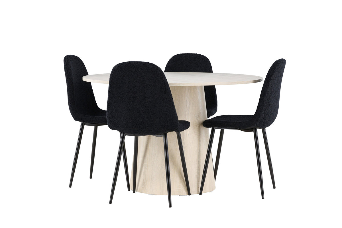 Lanzo Esstisch mit Polar Stühlen in Schwarz präsentiert im Onlineshop von KAQTU Design AG. Esszimmerset ist von Venture Home