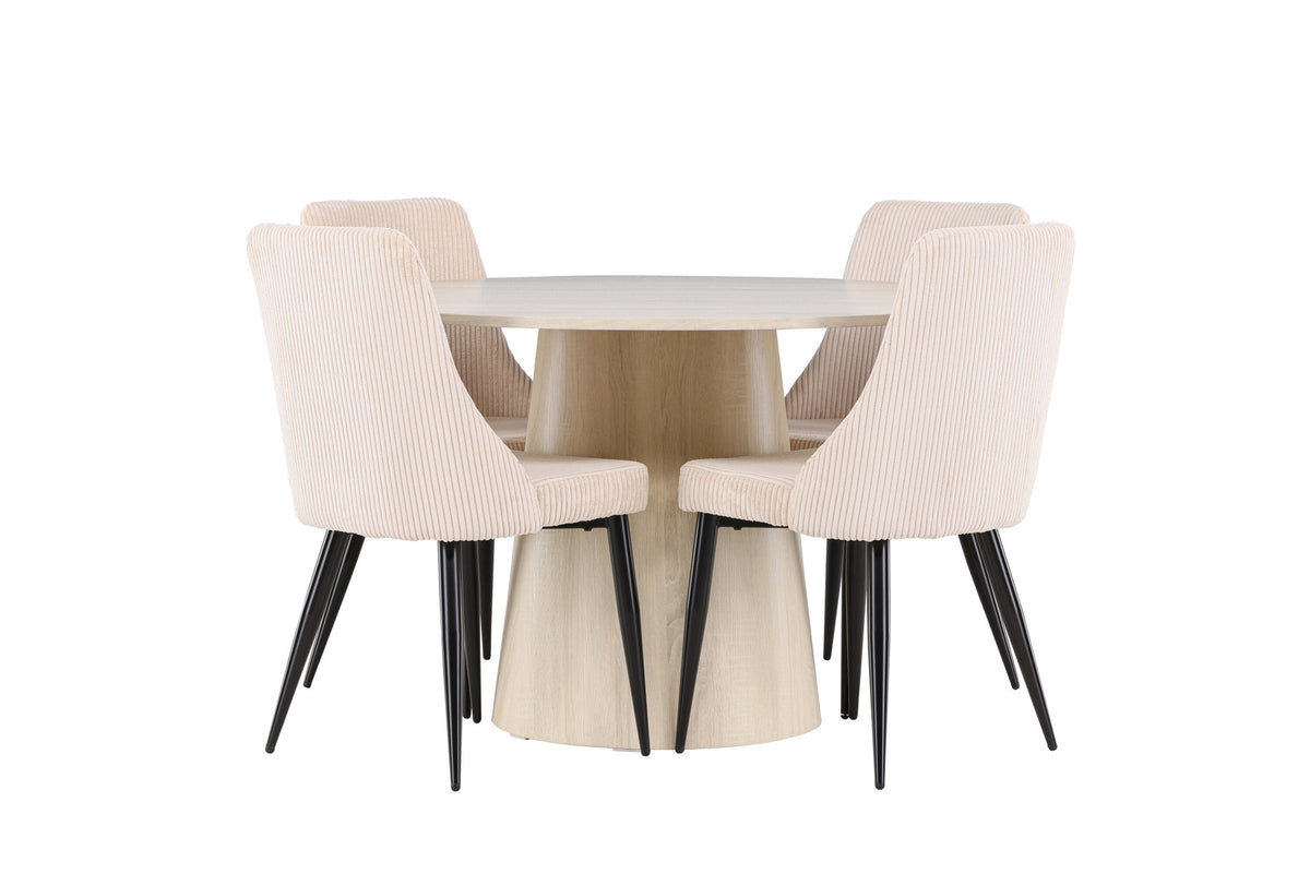 Lanzo Esstisch mit Leone Stühlen in Beige präsentiert im Onlineshop von KAQTU Design AG. Esszimmerset ist von Venture Home