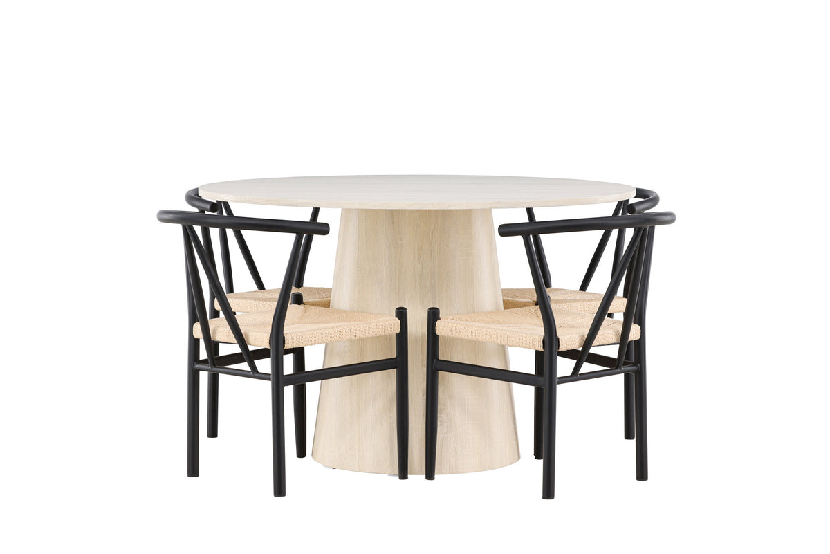 Lanzo Esszimmertisch mit Alfons Stühlen in Schwarz präsentiert im Onlineshop von KAQTU Design AG. Esszimmerset ist von Venture Home