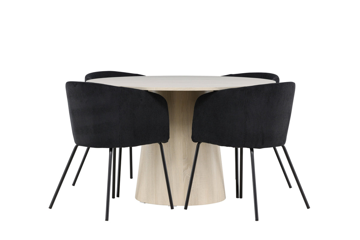 Lanzo Esstisch mit Stühlen von Berit in Schwarz präsentiert im Onlineshop von KAQTU Design AG. Esszimmerset ist von Venture Home