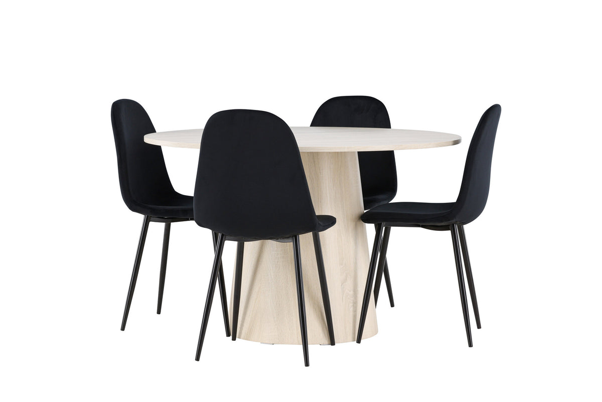 Lanzo Esstisch mit Polar Stühlen in Schwarz präsentiert im Onlineshop von KAQTU Design AG. Esszimmerset ist von Venture Home