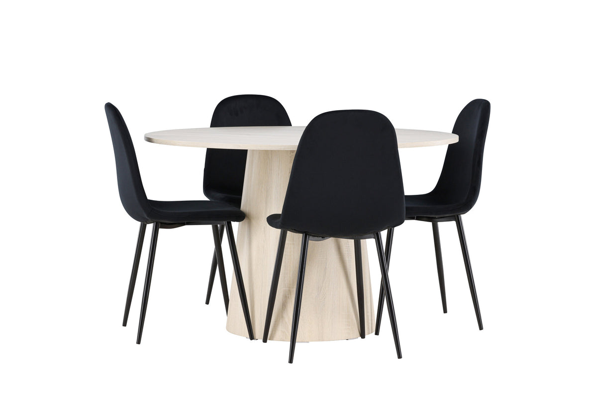 Lanzo Esstisch mit Polar Stühlen in Schwarz präsentiert im Onlineshop von KAQTU Design AG. Esszimmerset ist von Venture Home