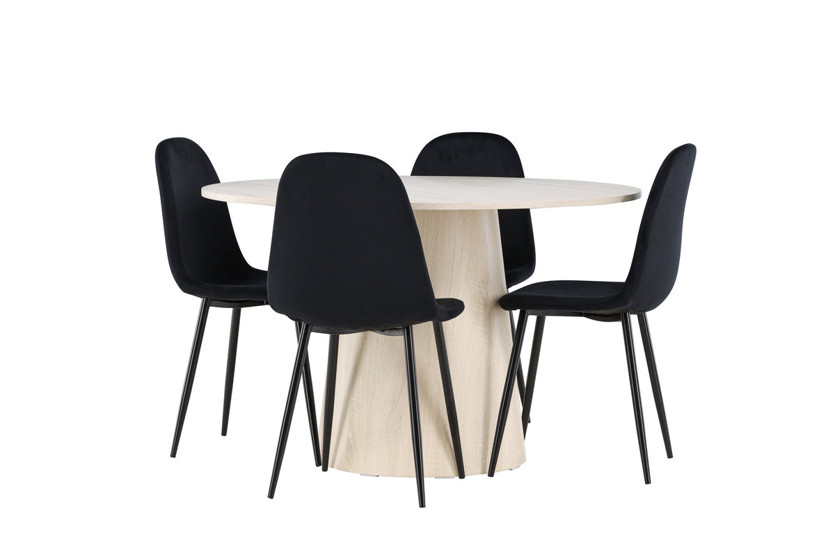 Lanzo Esstisch mit Polar Stühlen in Schwarz präsentiert im Onlineshop von KAQTU Design AG. Esszimmerset ist von Venture Home
