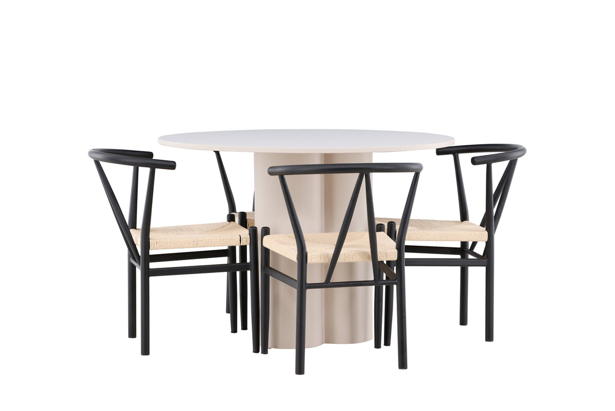 Olivia Esstisch mit Stühlen Alfons in Schwarz präsentiert im Onlineshop von KAQTU Design AG. Esszimmerset ist von Venture Home