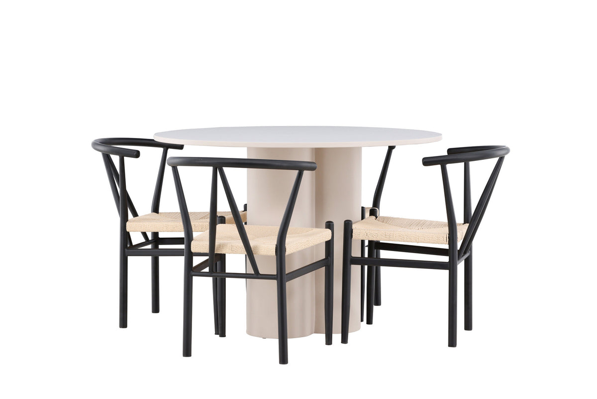 Olivia Esstisch mit Stühlen Alfons in Schwarz präsentiert im Onlineshop von KAQTU Design AG. Esszimmerset ist von Venture Home