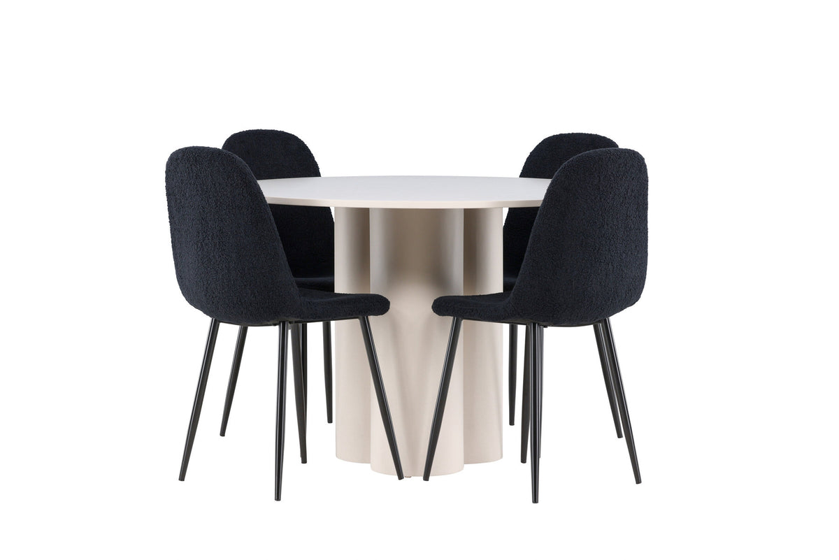 Olivia Esstisch mit Polar Stühlen in Schwarz präsentiert im Onlineshop von KAQTU Design AG. Esszimmerset ist von Venture Home
