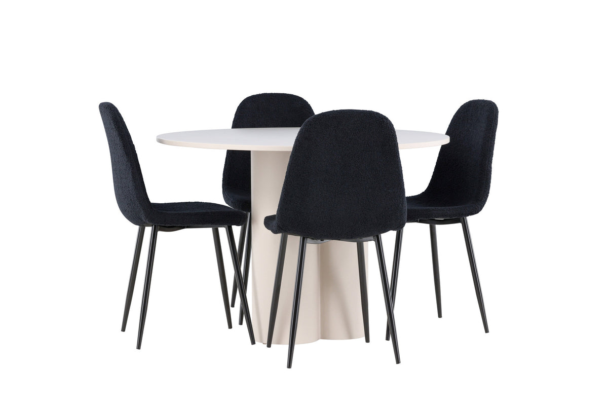 Olivia Esstisch mit Polar Stühlen in Schwarz präsentiert im Onlineshop von KAQTU Design AG. Esszimmerset ist von Venture Home