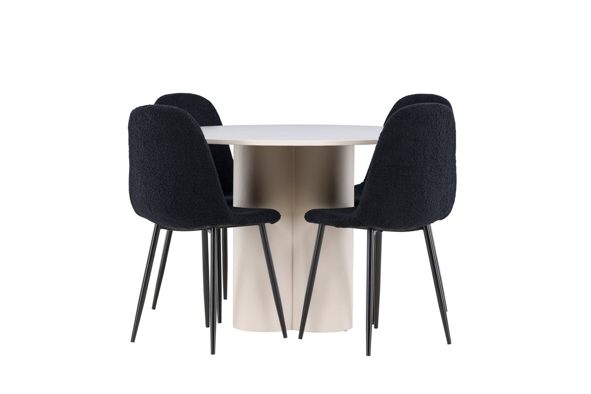 Olivia Esstisch mit Polar Stühlen in Schwarz präsentiert im Onlineshop von KAQTU Design AG. Esszimmerset ist von Venture Home