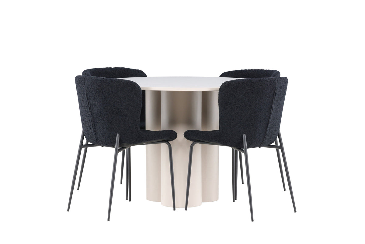 Olivia Esstisch mit Modesto Stühlen in Schwarz präsentiert im Onlineshop von KAQTU Design AG. Esszimmerset ist von Venture Home