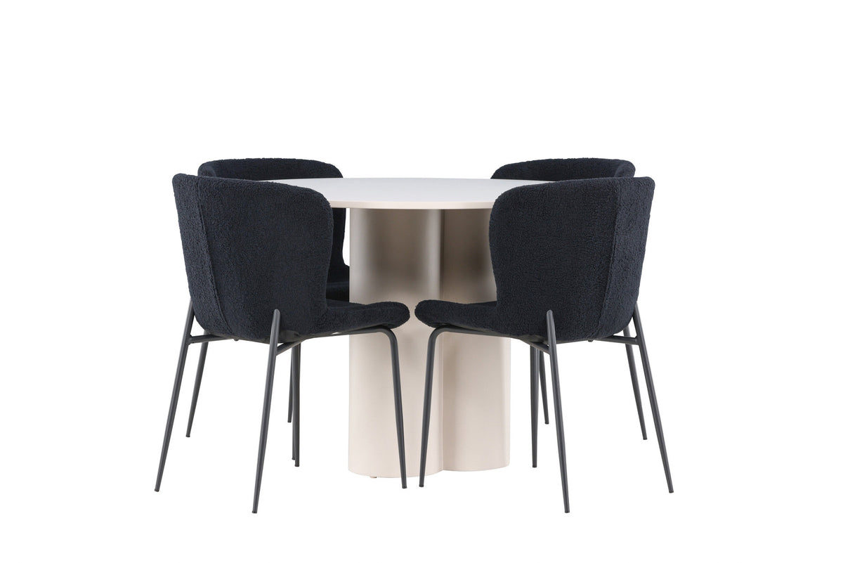 Olivia Esstisch mit Modesto Stühlen in Schwarz präsentiert im Onlineshop von KAQTU Design AG. Esszimmerset ist von Venture Home