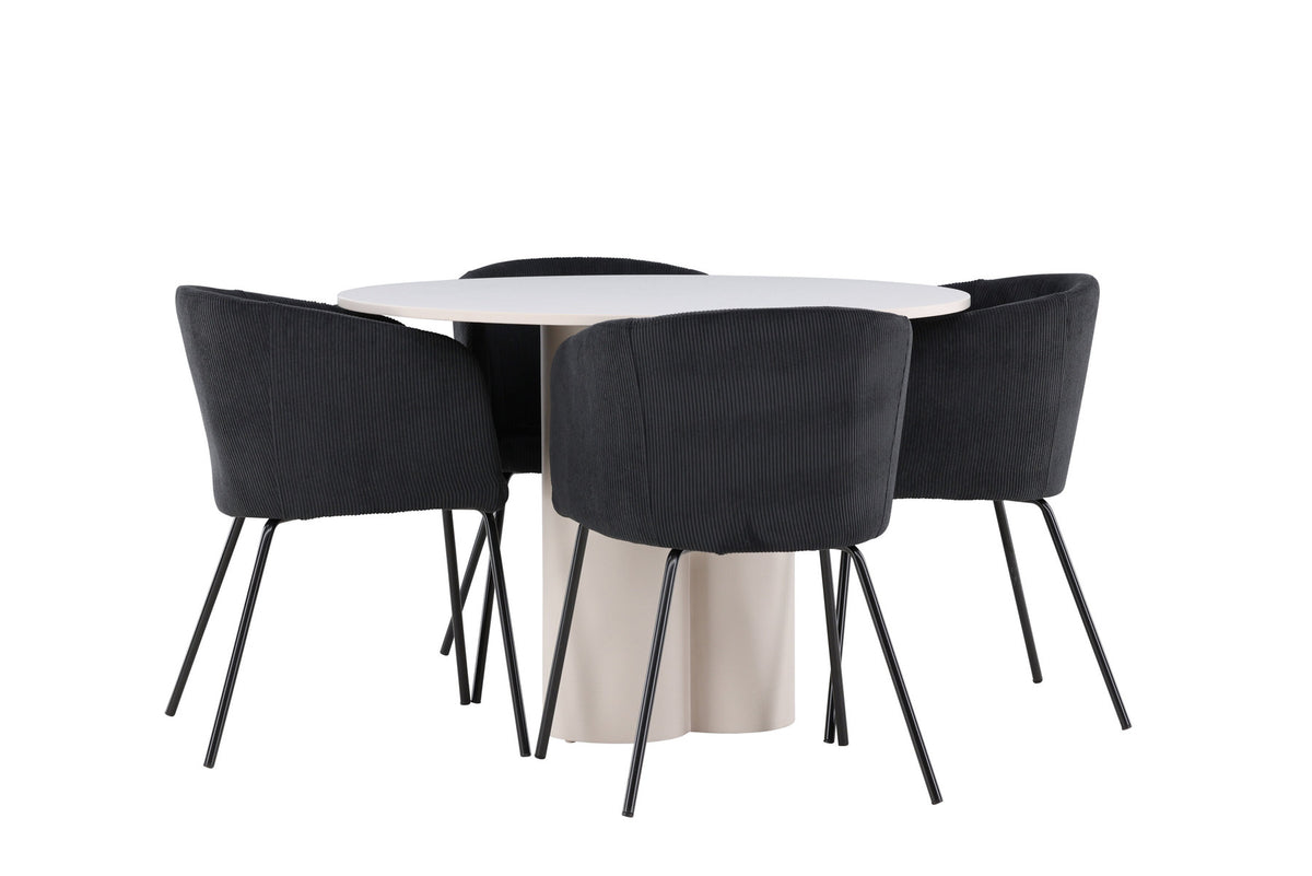 Olivia Esstisch mit Stühlen von Berit in Schwarz präsentiert im Onlineshop von KAQTU Design AG. Esszimmerset ist von Venture Home