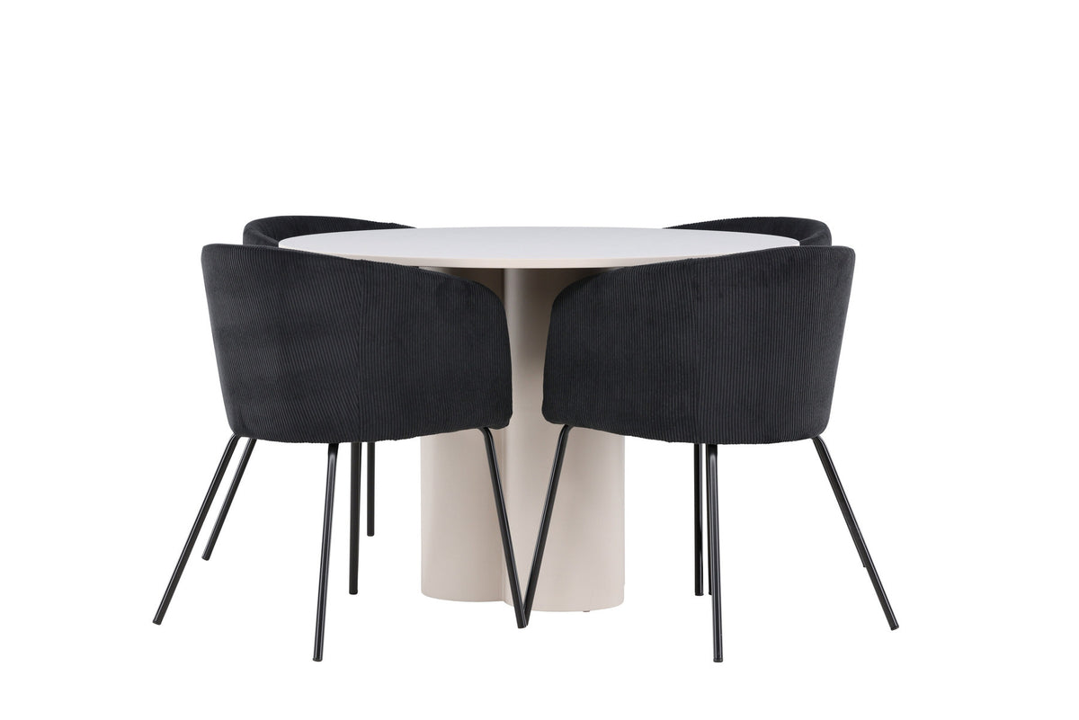 Olivia Esstisch mit Stühlen von Berit in Schwarz präsentiert im Onlineshop von KAQTU Design AG. Esszimmerset ist von Venture Home