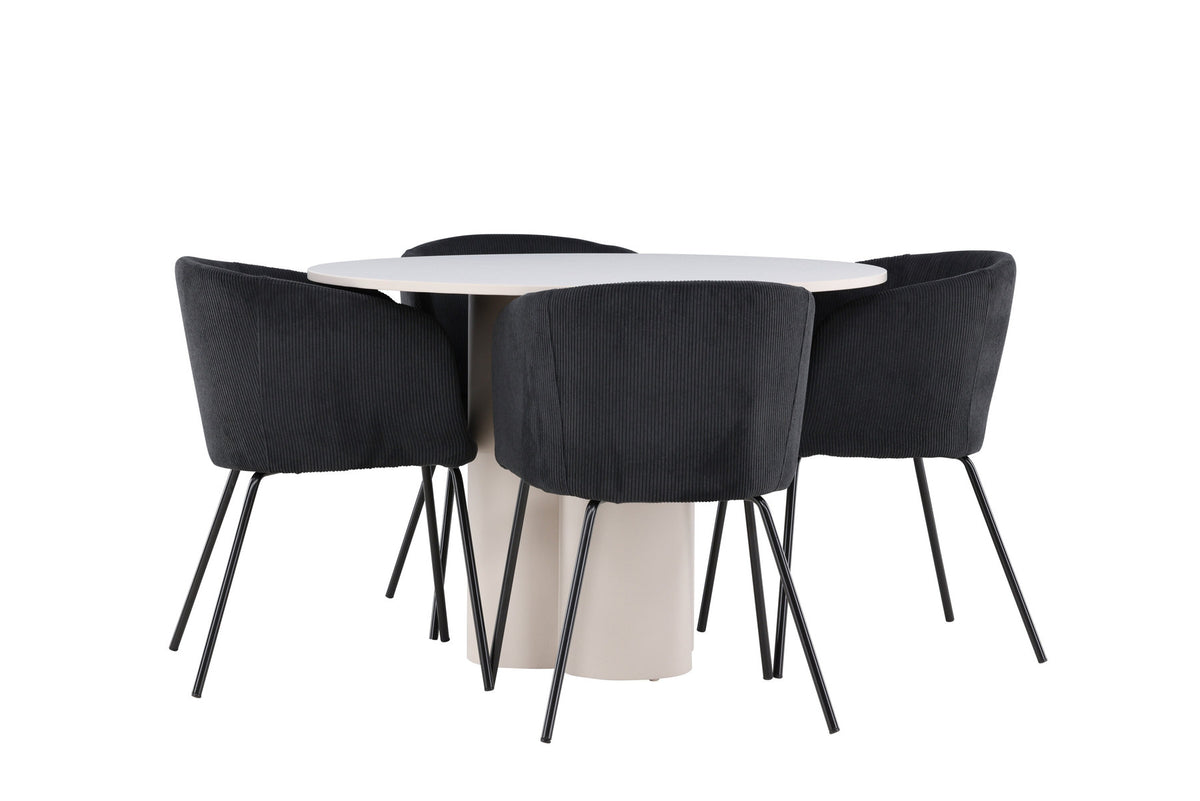 Olivia Esstisch mit Stühlen von Berit in Schwarz präsentiert im Onlineshop von KAQTU Design AG. Esszimmerset ist von Venture Home