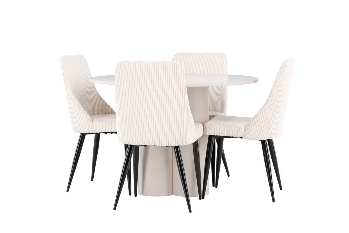 Olivia Esstisch mit Leone Stühlen in Beige präsentiert im Onlineshop von KAQTU Design AG. Esszimmerset ist von Venture Home