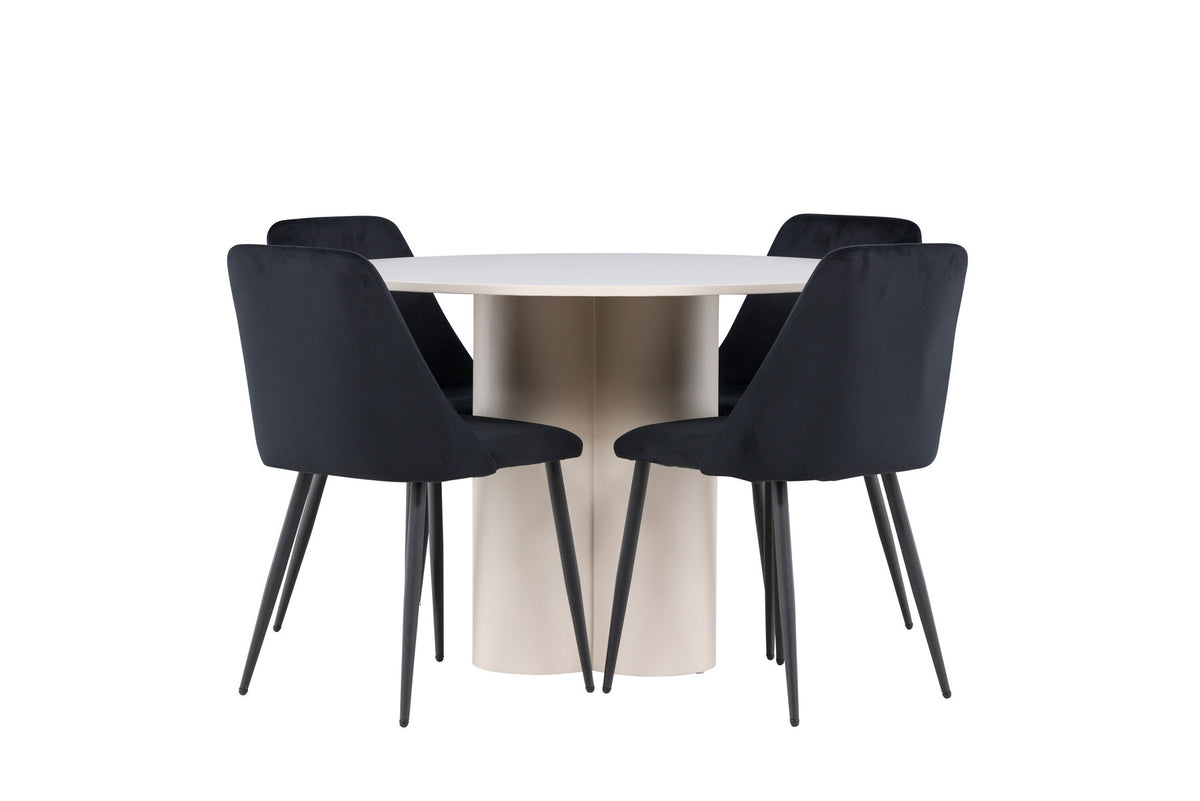 Olivia Esstisch mit Night Stühlen in Schwarz präsentiert im Onlineshop von KAQTU Design AG. Esszimmerset ist von Venture Home