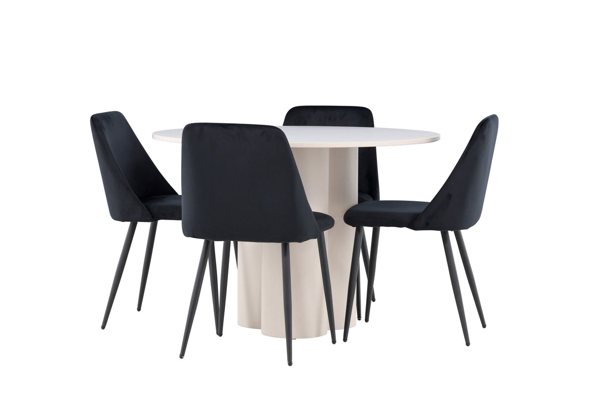 Olivia Esstisch mit Night Stühlen in Schwarz präsentiert im Onlineshop von KAQTU Design AG. Esszimmerset ist von Venture Home
