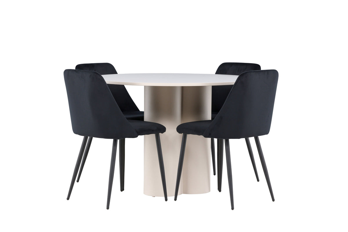 Olivia Esstisch mit Night Stühlen in Schwarz präsentiert im Onlineshop von KAQTU Design AG. Esszimmerset ist von Venture Home