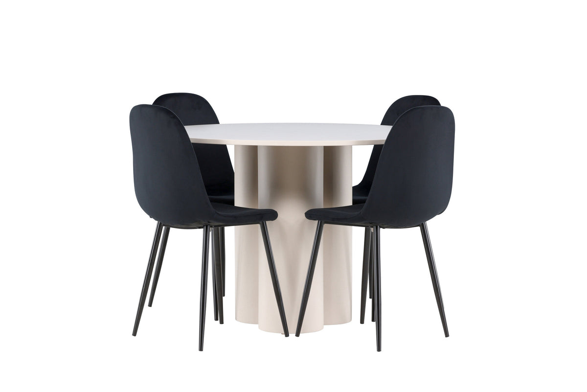 Olivia Esstisch mit Polar Stühlen in Schwarz präsentiert im Onlineshop von KAQTU Design AG. Esszimmerset ist von Venture Home