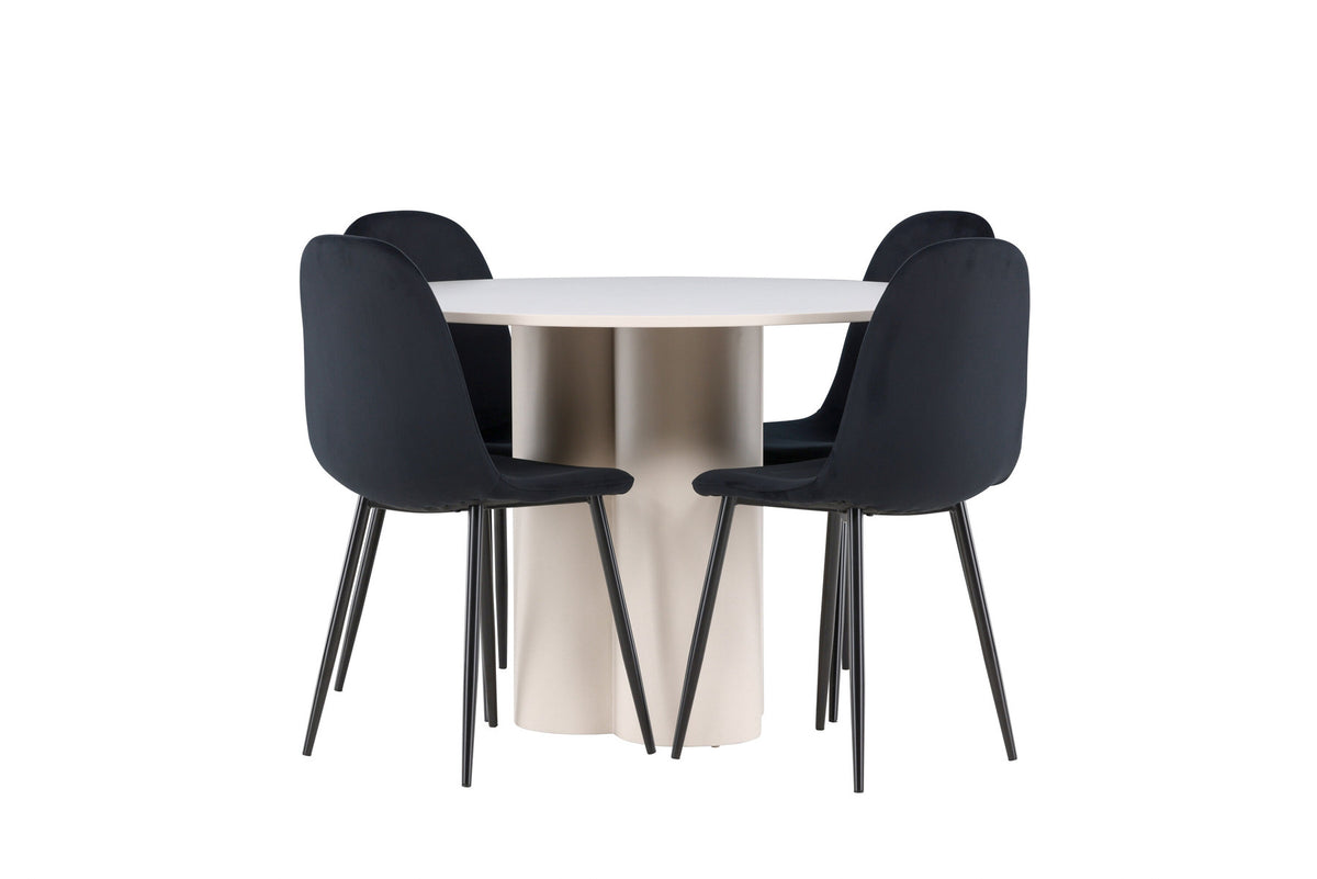 Olivia Esstisch mit Polar Stühlen in Schwarz präsentiert im Onlineshop von KAQTU Design AG. Esszimmerset ist von Venture Home