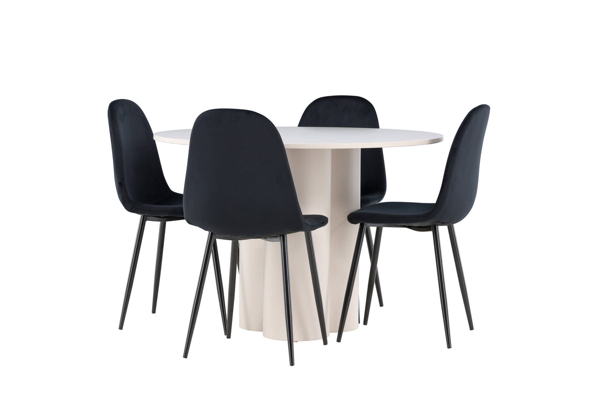 Olivia Esstisch mit Polar Stühlen in Schwarz präsentiert im Onlineshop von KAQTU Design AG. Esszimmerset ist von Venture Home
