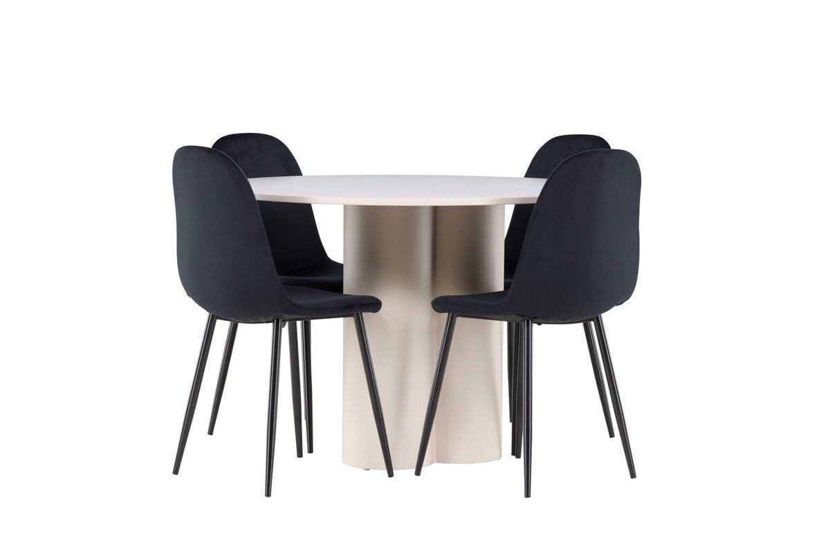 Olivia Esstisch mit Polar Stühlen in Schwarz präsentiert im Onlineshop von KAQTU Design AG. Esszimmerset ist von Venture Home
