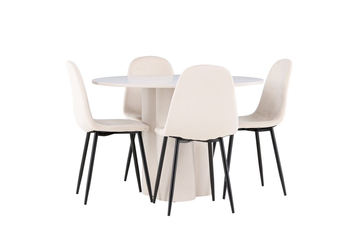 Olivia Esstisch mit Polar Stühlen in Beige präsentiert im Onlineshop von KAQTU Design AG. Esszimmerset ist von Venture Home