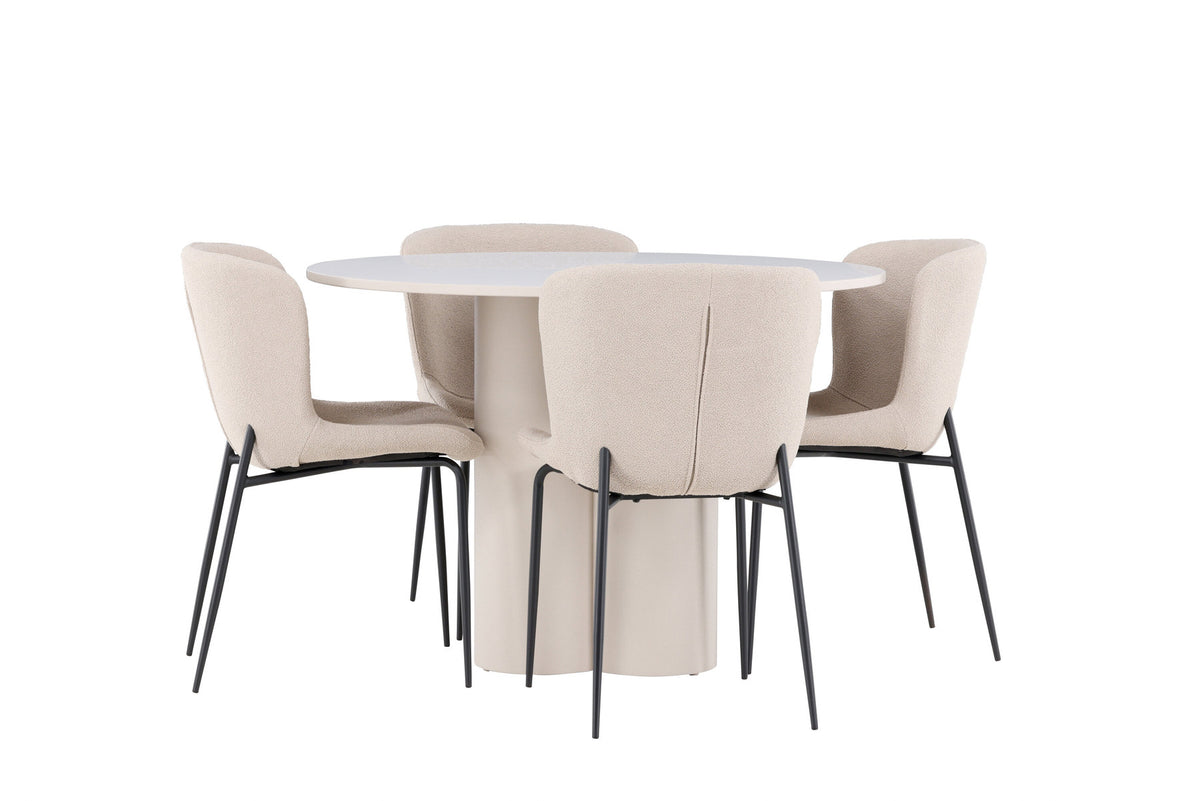 Olivia Esstisch mit Modesto Stühlen in Beige präsentiert im Onlineshop von KAQTU Design AG. Esszimmerset ist von Venture Home