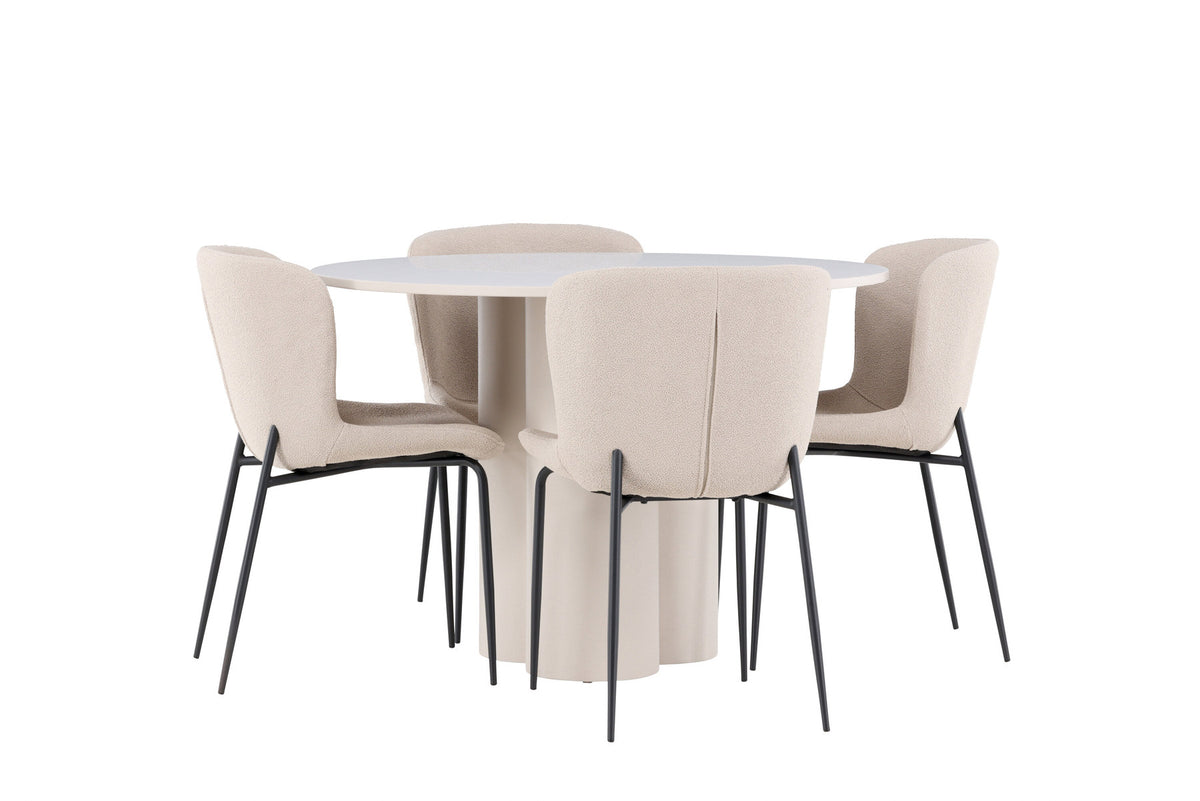 Olivia Esstisch mit Modesto Stühlen in Beige präsentiert im Onlineshop von KAQTU Design AG. Esszimmerset ist von Venture Home