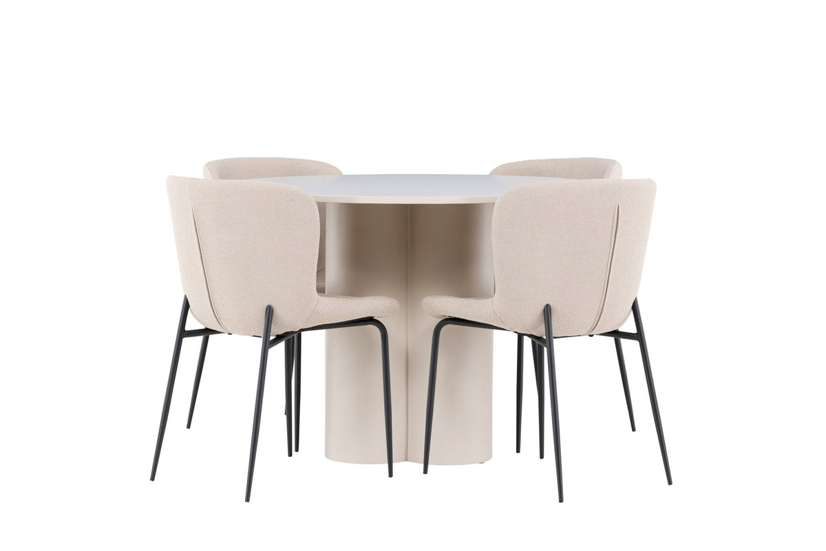 Olivia Esstisch mit Modesto Stühlen in Beige präsentiert im Onlineshop von KAQTU Design AG. Esszimmerset ist von Venture Home